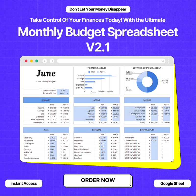 Monthly Budget Planning Spreadsheet